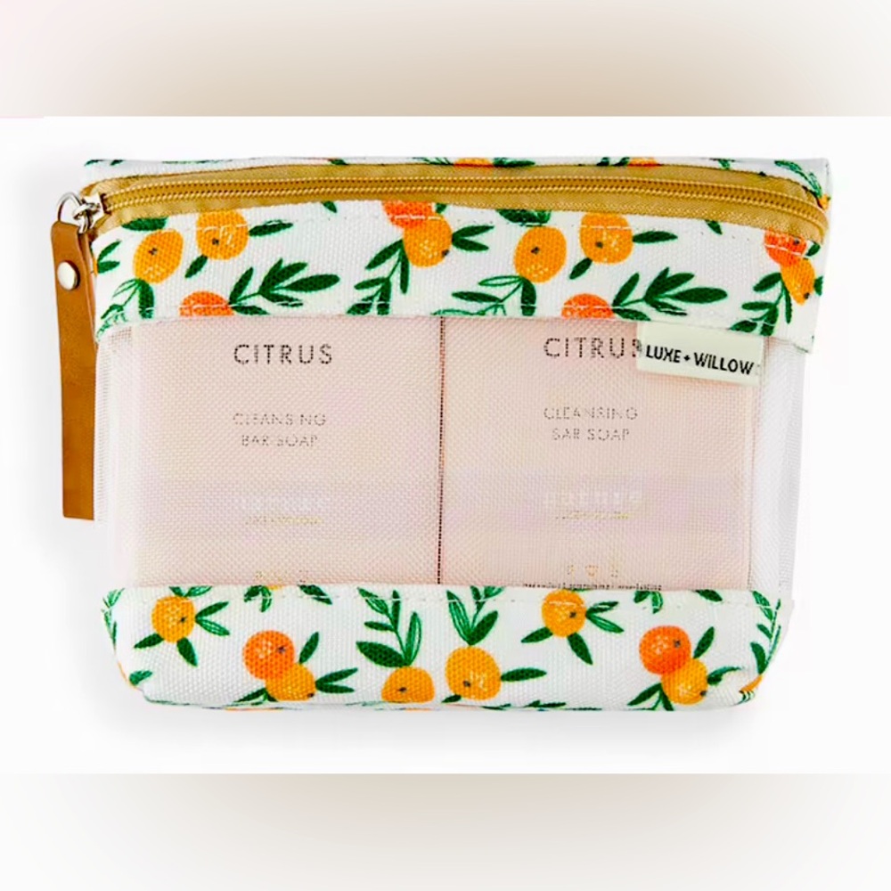 NWT🍊Citrus 2 pack Bar Soap and Cosmetics Bag